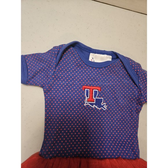 TWO FEET AHEAD Louisiana Tech Bulldogs NCAA Girls Newborn Infant Tutu Bodysuit - Picture 3 of 7